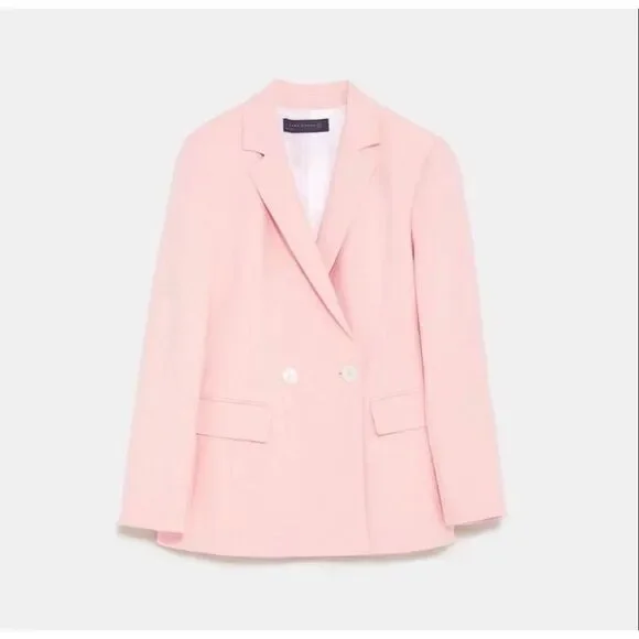 ZARA | WOMAN • Pink Double Breasted Blazer • Ladies Size M - Picture 2 of 14